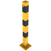 Barrier posts | detachable, removable | yellow / black | 70 x 70 mm | with 2 eyelets